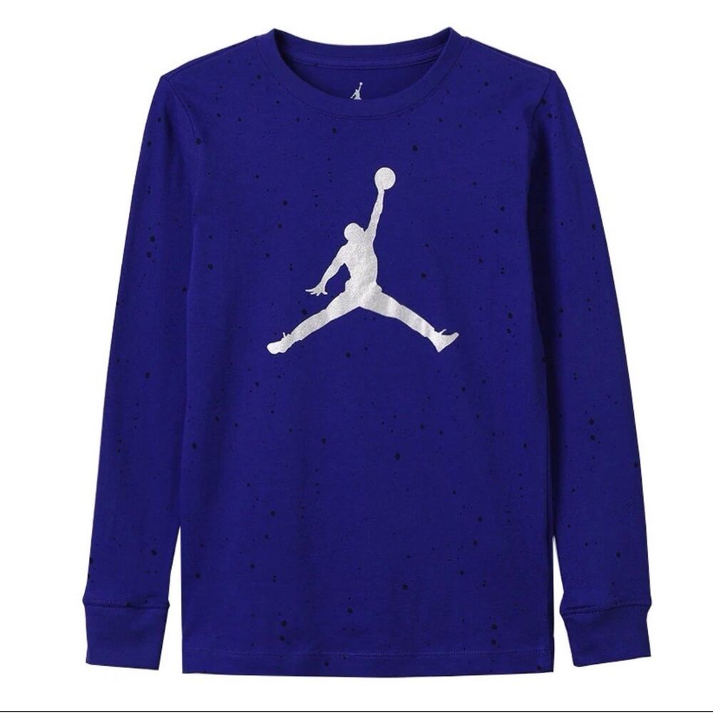 Jordan Jumpman Long Sleeve Shirt Youth Large Blue Athletic Graphic Tee